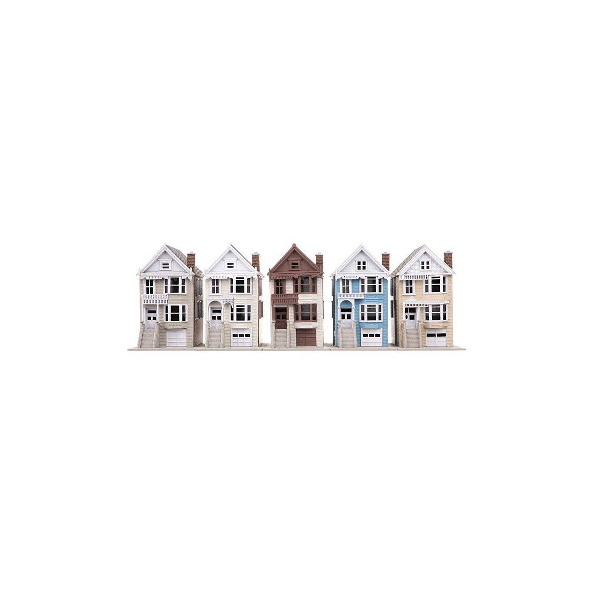 Victorian House 5-Kit Set -- One Each: Kavanaugh, Queen Ann, Steiner, Painted Lady, Gingerbread, N, WalthersTrainline B1050