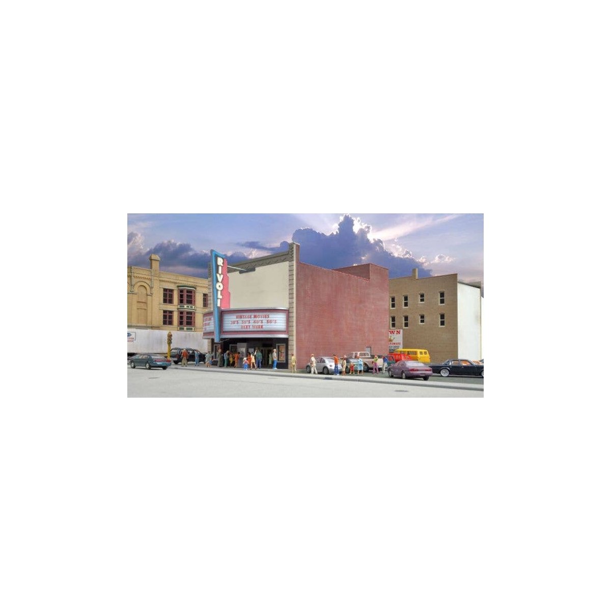 Rivoli Theatre -- Kit - 6-1/8 x 9-3/4 x 7-1/2′ 15.3 x 24.3 x 18.7cm, HO, Walthers Cornerstone 3771