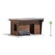 Wood Bus Shelter -- Kit - 2-5/16 x 1-3/4 x 1-3/8′ 5.9 x 4.4 x 3.5cm, HO, Busch Gmbh & Co Kg 1458
