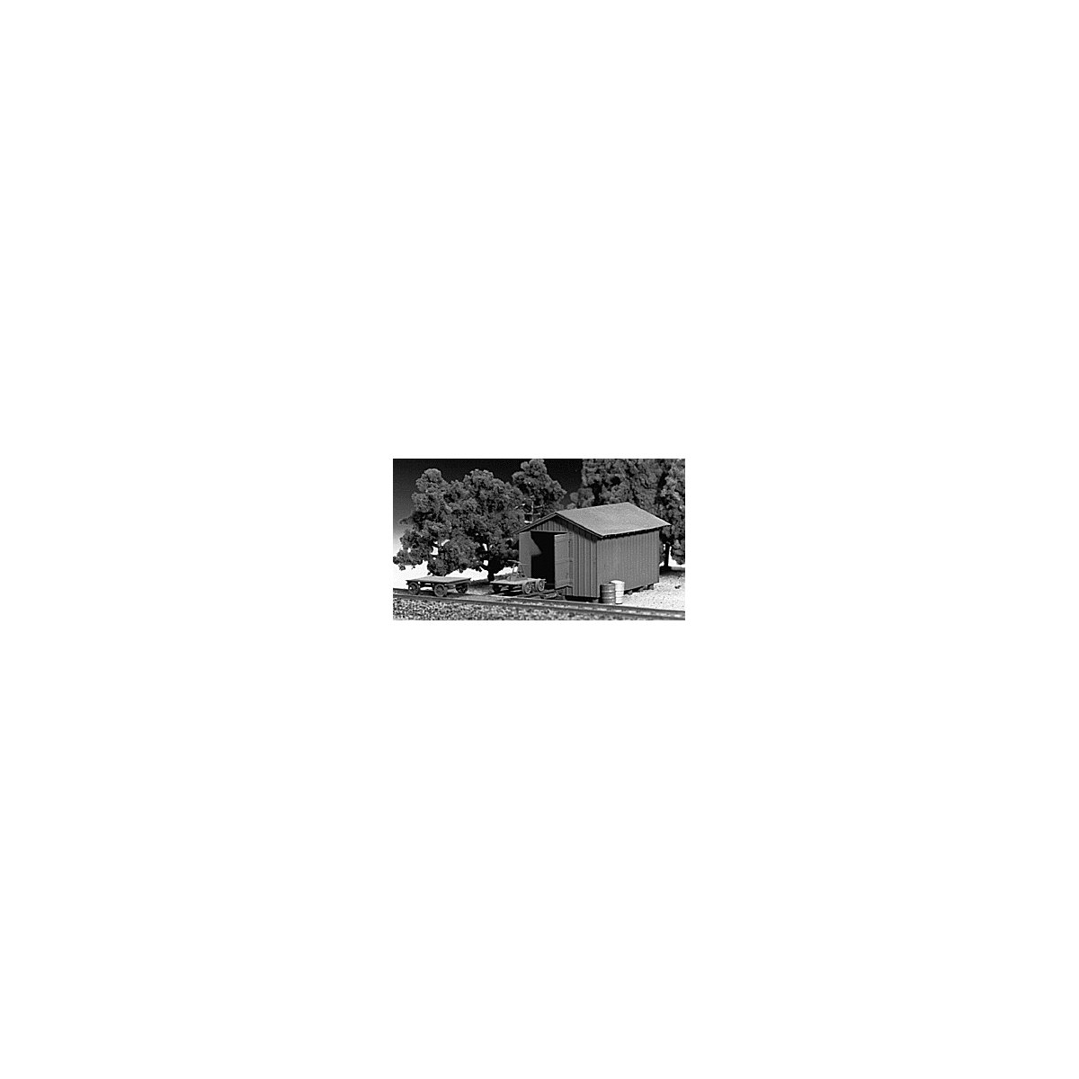 Handcar Shed w/Handcar & Trailer -- Kit - 1-5/8 x 2-11/16′ 4.1 x 6.8cm, HO, Tichy Train Group 7011