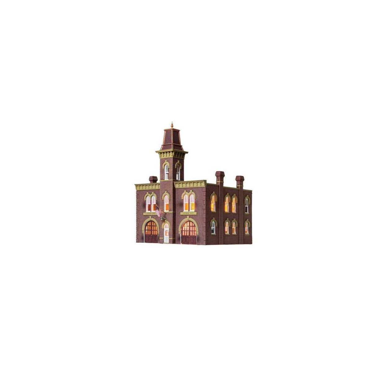 Firehouse - Built-&-Ready Landmark Structures(R) -- Assembled - 6-21/32 x 5-7/8′ 16.9 x 14.9cm, HO, Woodland Scenics 5034