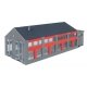 2-Stall Electric Locomotive Shed -- Kit - 15-7/8 x 7-11/16 x 5-1/8′ 40.4 x 19.5 x 13cm, HO, Faller Gmbh 120079