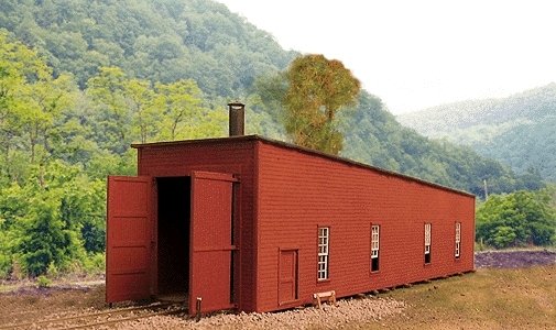 Single-Stall Switcher Shed -- 2-13/16 x 9-5/8′ 7.1 x 24.4cm, HO, B.T.S. 27502