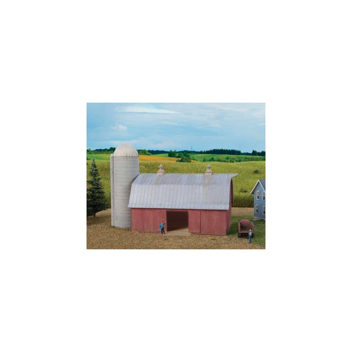 Meadowhead Barn and Silo -- Kit, N, Walthers Cornerstone 3892