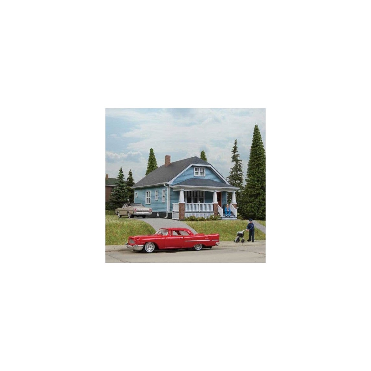 American Bungalow -- Kit - 6-11/32 x 3-5/8 x 3-1/2′ 16.1 x 9.1 x 8.8cm, HO, Walthers Cornerstone 3787