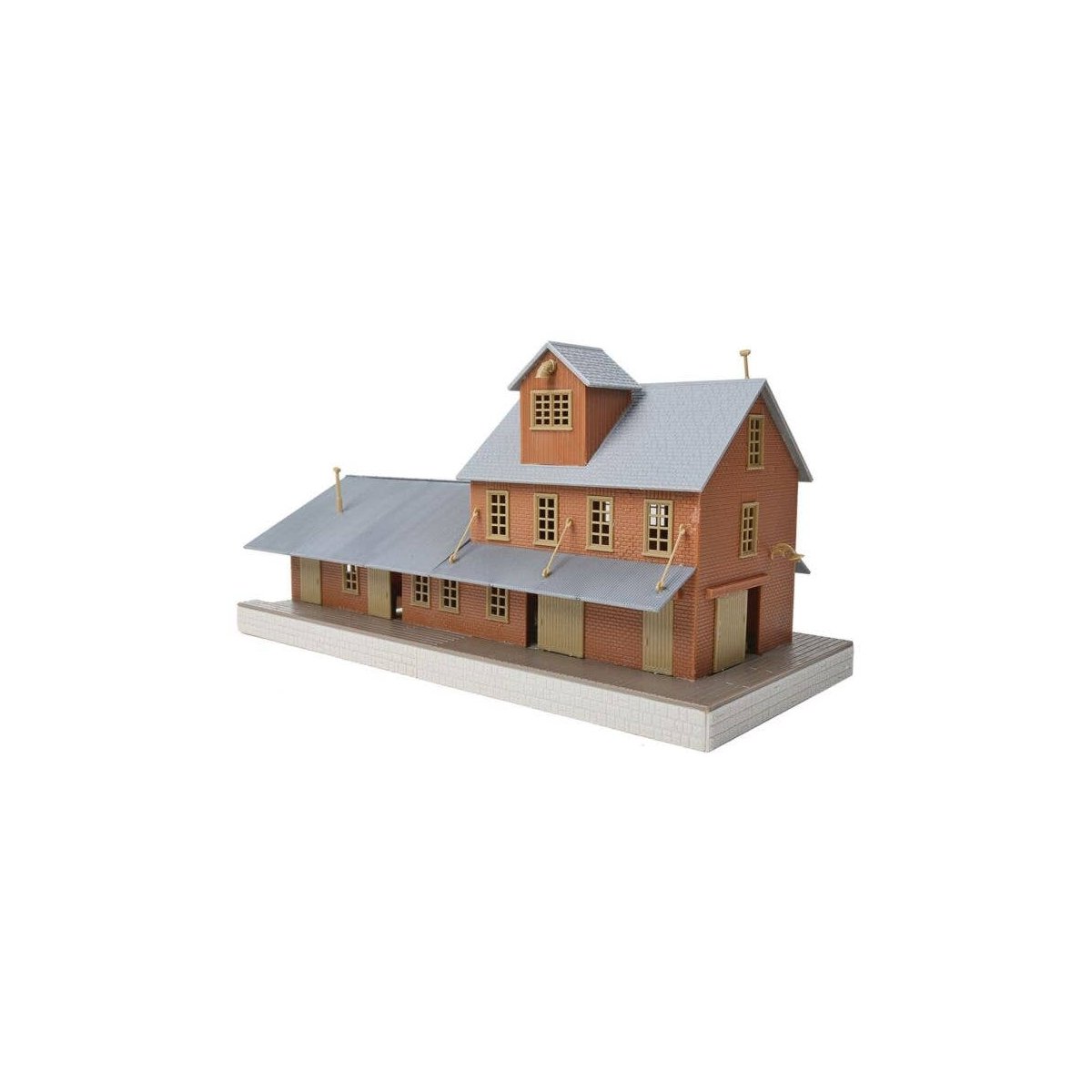 Brick Freight House -- Kit - 10 x 4-1/2 x 5-1/4′ 25.4 x 11.4 x 13.3cm, HO, WalthersTrainline 918