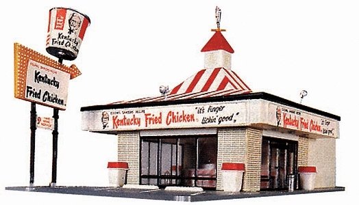 Kentucky Fried Chicken(R) Drive-In -- Kit - 8-3/8 x 4-1/4′ 21.3 x 10.8cm, HO, Life-Like Products 1394