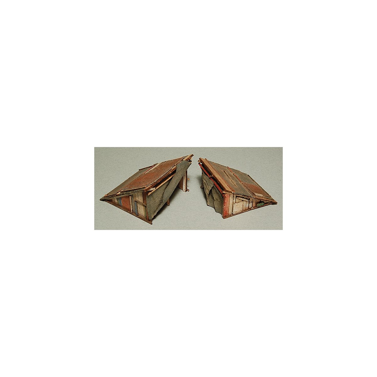 Hobo Lean-To Set - Kit (Laser-Cut Wood) -- One Each: 1-1/4 x 1-3/8 x 13/16` & 1-1/16 x 1-1/8 x 11/16`, HO, GCLaser 1268