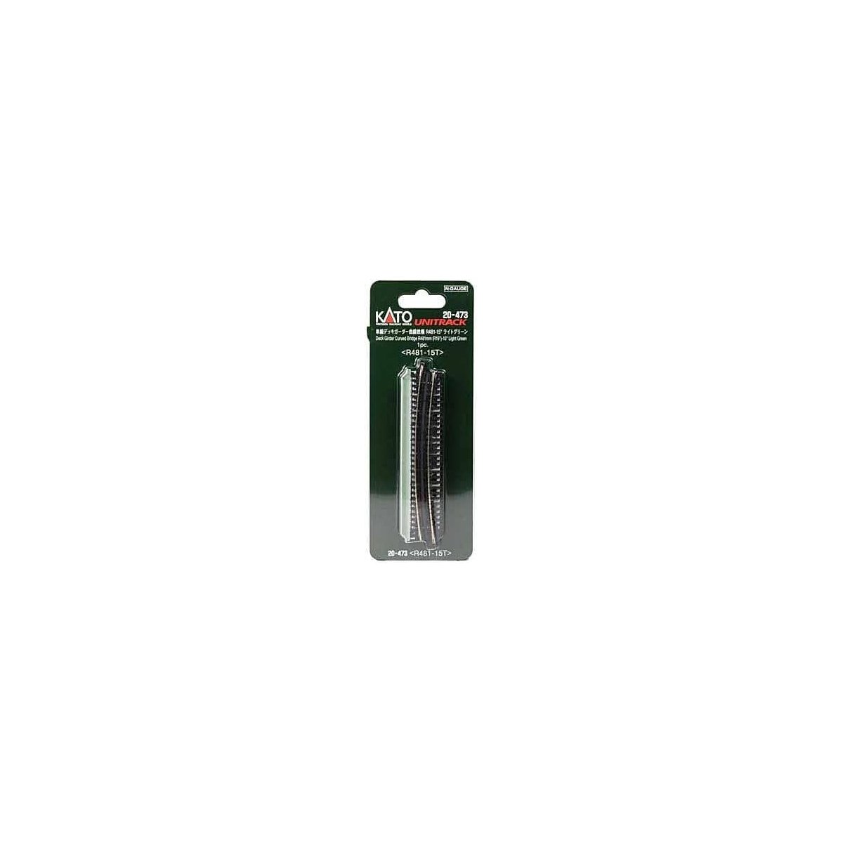 Curved Deck Girder Bridge - Unitrack -- Light Green 19′ Radius R481 15-Degrees, N, Kato USA Inc 20473