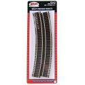 Code 83 Curved Snap Track -- 24′ Radius w/Brown Ties pkg(6), HO, Atlas Model Railroad Co. 536