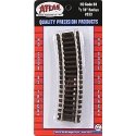 Code 83 Curved Snap Track -- 1/2 Section - 18′ Radius pkg(4), HO, Atlas Model Railroad Co. 533
