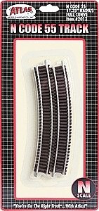 Code 55 Track w/Nickel-Silver Rail & Brown Ties -- 11-1/4′ Radius Full Curve pkg(6), N, Atlas Model Railroad Co. 2012