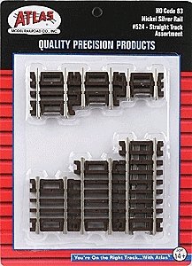 Code 83 Snap Track - Straight Sections -- 10-Piece Assortment - 2 Each: 3/4`, 1`, 1-1/4`,, HO, Atlas Model Railroad Co. 524