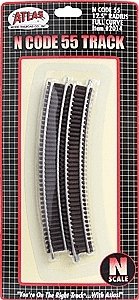 Code 55 Track w/Nickel-Silver Rail & Brown Ties -- 12-1/2′ Radius Full Curve pkg(6), N, Atlas Model Railroad Co. 2014