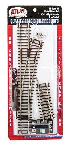 Code 83 Snap-Switch(R) Remote Turnout -- 18′ Radius, Right Hand, HO, Atlas Model Railroad Co. 541
