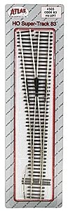 Code 83 Custom Line No. 6 Turnout -- Left Hand, HO, Atlas Model Railroad Co. 505