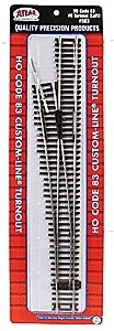 Code 83 Turnout with Nickel-Silver Rail and Brown Ties - Custom Line(R) -- No. 6 Left Han, HO, Atlas Model Railroad Co. 563