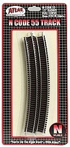 Code 55 Track w/Nickel-Silver Rail & Brown Ties -- 15′ Radius Full Curve pkg(6), N, Atlas Model Railroad Co. 2018