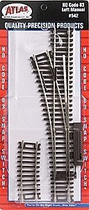 Code 83 Snap-Switch(R) Manual Turnout -- 18′ Radius, Left Hand, HO, Atlas Model Railroad Co. 542