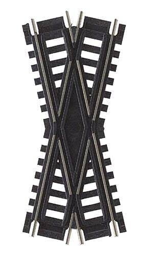 Custom-Line(R) Crossing - Code 100 -- 25-Degree, 4-1/2′ 11.4cm, Black Ties, HO, Atlas Model Railroad Co. 172