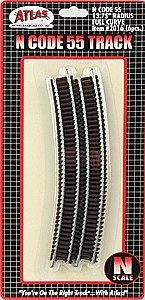 Code 55 Track w/Nickel-Silver Rail & Brown Ties -- 13-3/4′ Radius Curve pkg(6), N, Atlas Model Railroad Co. 2016