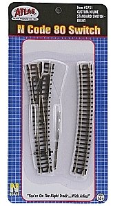 Code 80 Custom Line No. 4 Standard Turnout -- Right Hand, N, Atlas Model Railroad Co. 2751