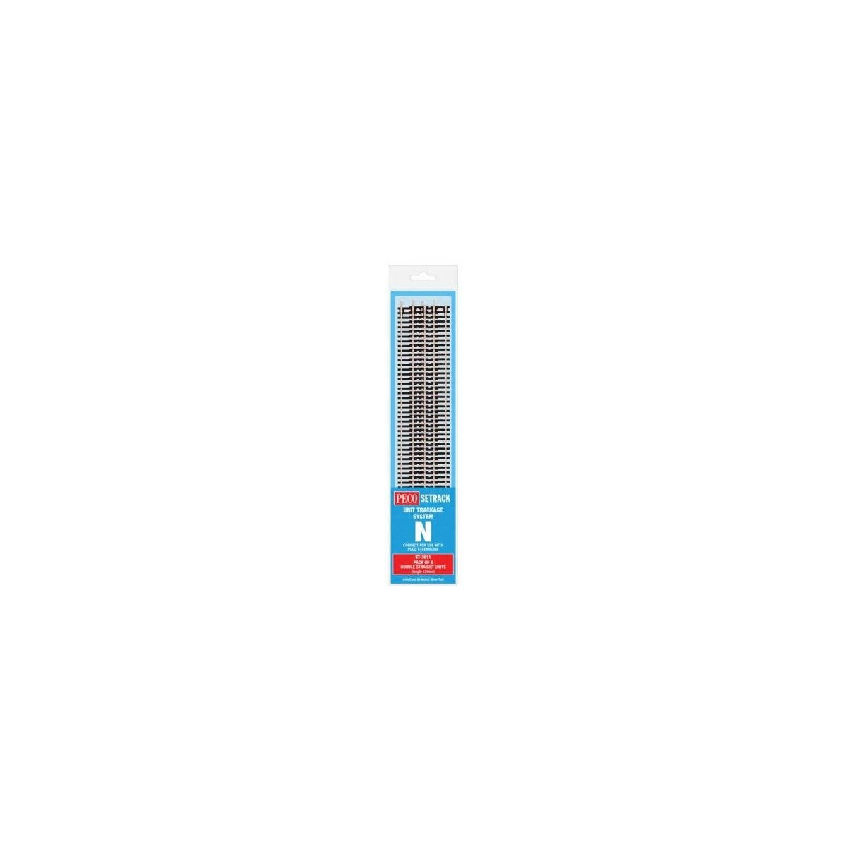 Code 80 Double Straight - Setrack -- 174mm pkg(8), N, Peco ST3011