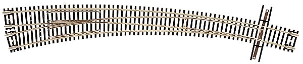 Code 55 Curved Turnout 21-1/4` Outside & 15` Inside Radius -- Left Hand, N, Atlas Model Railroad Co. 2058