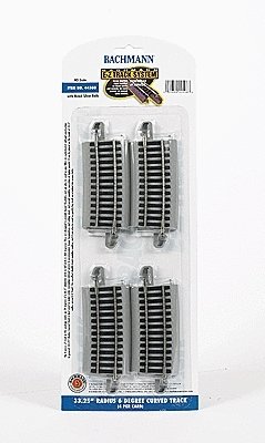 Curved Track w/ Nickel Silver Rail & Gray Roadbed - E-Z Track(R) -- 33-1/4′ Radius 6-Degree , HO, Bachmann Industries 44508