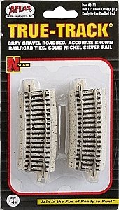 N Code 65 Tru-Track(R) -- 1/2 11′ Radius Curve, N, Atlas Model Railroad Co. 2411