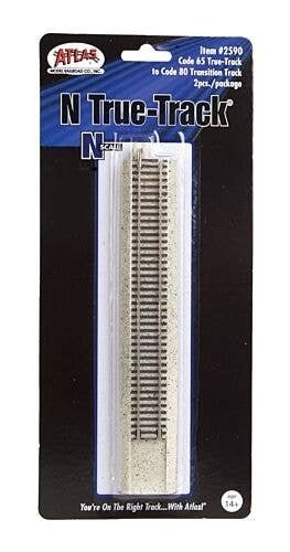Code 80 to Code 65 True-Track Transition Track -- pkg(2), N, Atlas Model Railroad Co. 2590