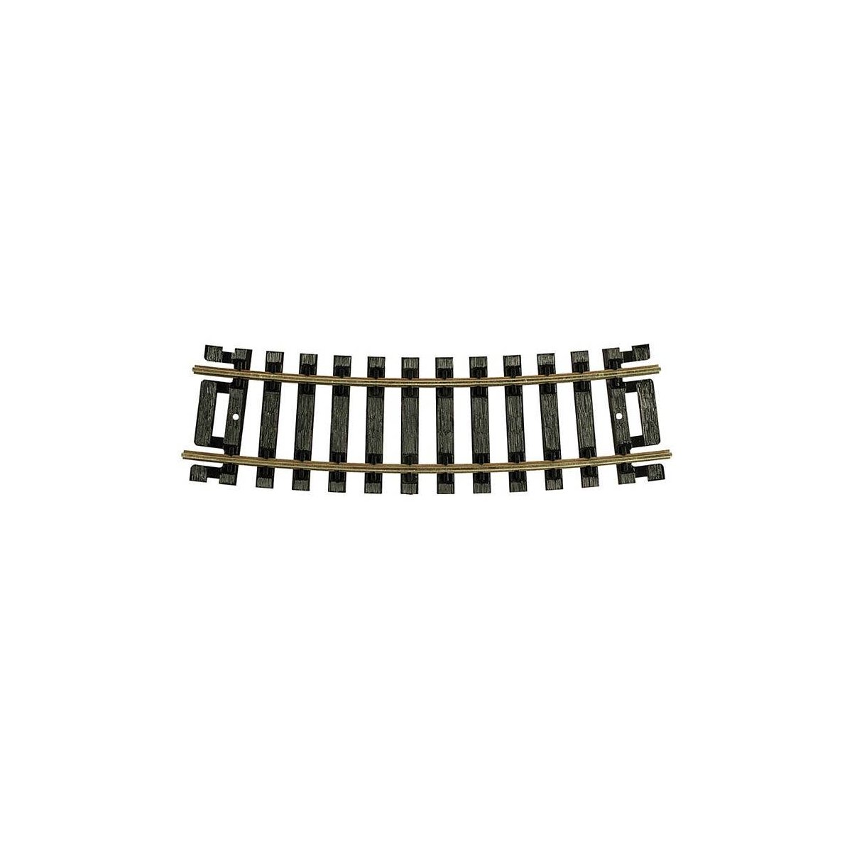 Code 100 Curved Snap-Track(R) Nickel-Silver Rail -- 1/2 Section, 15′ Radius (Black Ties) , HO, Atlas Model Railroad Co. 832