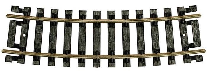 Code 100 Curved Snap-Track(R) Nickel-Silver Rail -- 1/2 Section, 15′ Radius (Black Ties) , HO, Atlas Model Railroad Co. 832