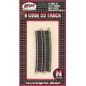 Code 55 Track w/Nickel-Silver Rail & Brown Ties -- 17-1/2′ Radius Half Curve pkg(6), N, Atlas Model Railroad Co. 2023