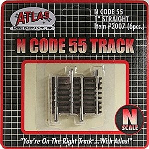 Code 55 Track w/Nickel-Silver Rail & Brown Ties -- Straight - 1′ 2.5cm pkg(6), N, Atlas Model Railroad Co. 2007