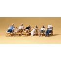 Recreation & Sports -- Tourists Resting on Folding Chairs, HO, Preiser Kg 10430