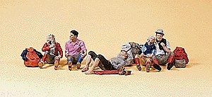 Recreation & Sports -- Hikers Resting pkg(6), HO, Preiser Kg 10442
