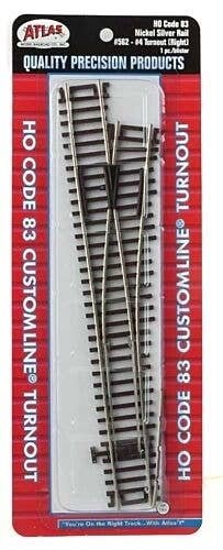 Code 83 Turnout w/Nickel-Silver Rail & Brown Ties - Custom Line(R) -- 4 Right Hand, HO, Atlas Model Railroad Co. 562