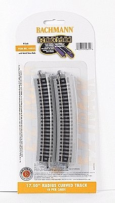 E-Z Track(R) w/Nickel Silver Rail & Gray Roadbed -- 17-1/2′ Radius Curve pkg(6), N, Bachmann Industries 44855
