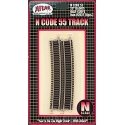 Code 55 Track w/Nickel-Silver Rail & Brown Ties -- 20′ Radius Half Curve pkg(6), N, Atlas Model Railroad Co. 2027