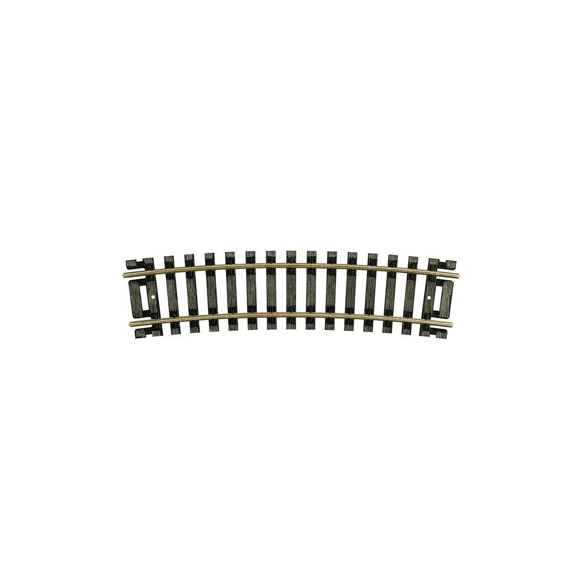 Code 100 Curved Snap-Track(R) Nickel-Silver Rail -- 1/2 Section, 18′ Radius (Black Ties) , HO, Atlas Model Railroad Co. 834