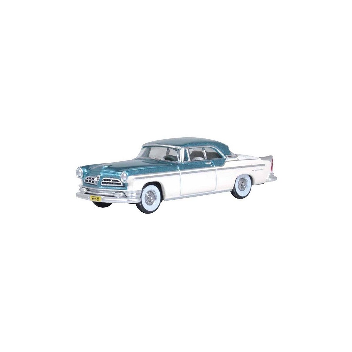 1955 Chrysler New Yorker Deluxe St. Regis - Assembled -- Platinum, Jade Green, HO, Oxford Diecast 87CNY55004