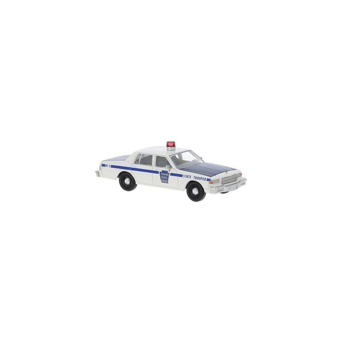 1987 Chevrolet Caprice Sedan - Assembled -- Pennsylvania State Trooper (white, balck, blue), HO, Brekina Automodelle 19715