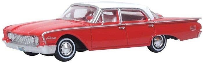 1960 Ford Fairlane 500 Town Sedan - Assembled -- Monte Carlo Red, Corinthian White, HO, Oxford Diecast 87FF60001