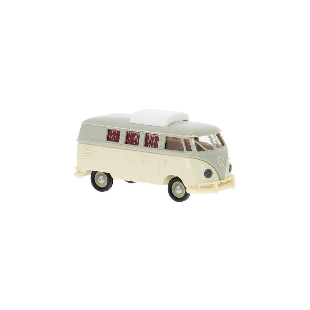 1960 Volkswagen T1b Passenger Van with Camper Roof Hatch - Assembled -- Cream, Beige, HO, Brekina Automodelle 31632
