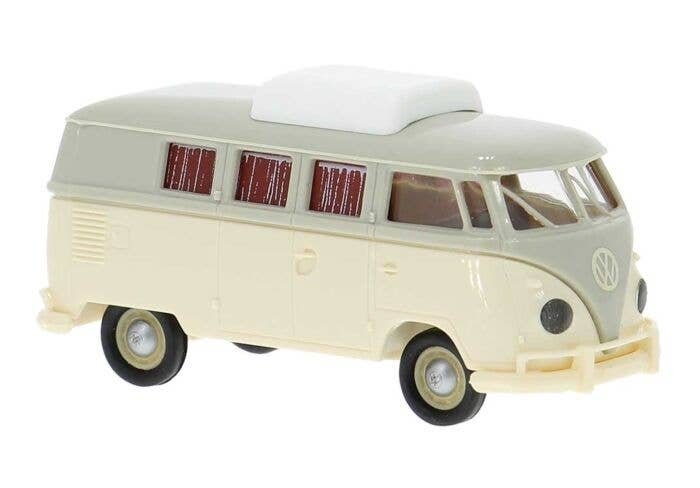 1960 Volkswagen T1b Passenger Van with Camper Roof Hatch - Assembled -- Cream, Beige, HO, Brekina Automodelle 31632