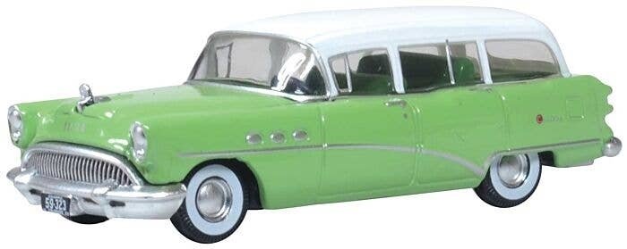 1954 Buick Century Estate Station Wagon - Assembled -- Willow Green, White, HO, Oxford Diecast 87BCE54003