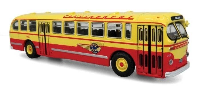 1940s-1950s ACF Brill CD-44 Transit Bus - Assembled -- Continental Trailways (red, white), HO, Iconic Replicas 870372