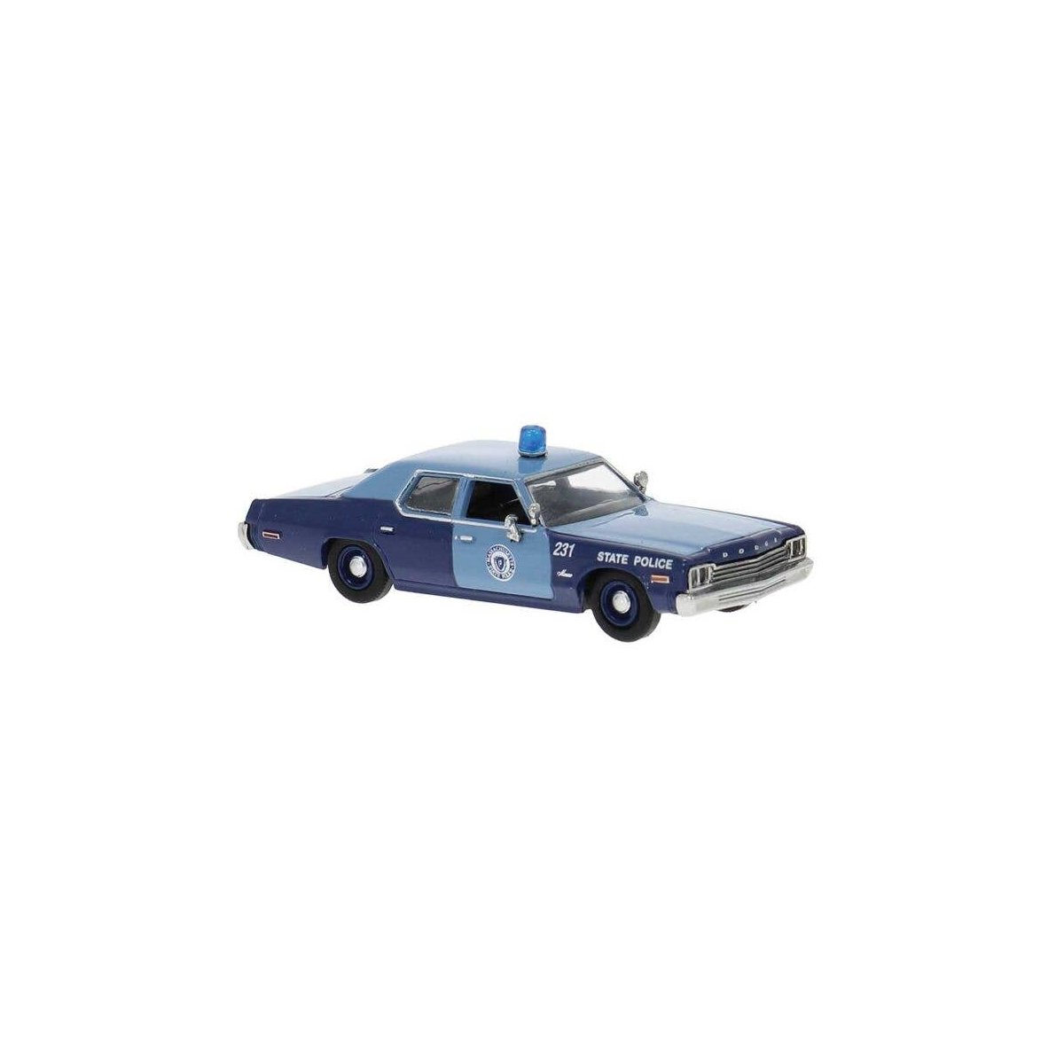 1970s Dodge Monaco - Assembled -- Massachusetts State Police (2-Tone Blue), HO, Brekina Automodelle 18156