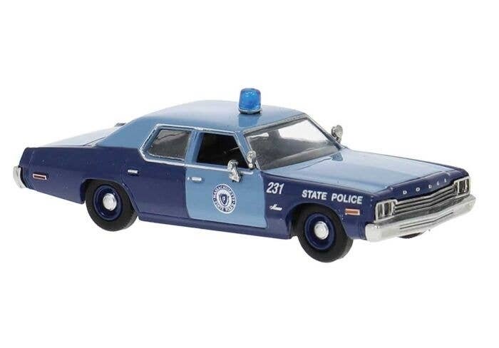 1970s Dodge Monaco - Assembled -- Massachusetts State Police (2-Tone Blue), HO, Brekina Automodelle 18156